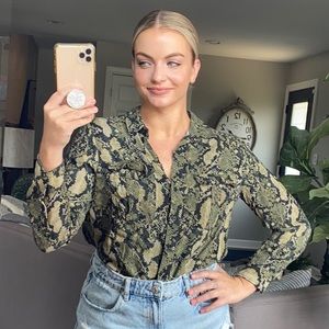 Green Snakeskin Cotton Blouse